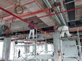 Installation of electrical services, conduit, cable tray and wire-ring at the high leve Royalty Free Stock Photo