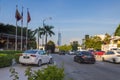 Kuala Lumpur, Malaysia - June 8, 2022: The new second tallest building in the world, Merdeka 118. The new icon behind a busy Royalty Free Stock Photo