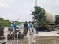 Preparation of concrete cube for concrete compression and strength test in the laboratory.