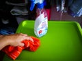 Tesco anti-bac or anti bacteria spray is used to clean surface to maintain cleanliness of Royalty Free Stock Photo