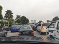 Traffic jams on Malaysian highways during peak hours.