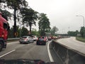 Traffic jams on Malaysian highways during peak hours.