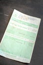 Old Electricity bill in September 1985 with very low charges Royalty Free Stock Photo