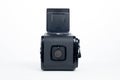 back view of hasselblad 500c/m medium format film camera isolated in white background Royalty Free Stock Photo