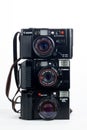 Canon AF35ML, AF35Mii and AF35Mi point and shoot film camera isolated in white background