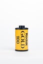 Kodak gold 100 35mm film isolated in white background