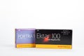 Kodak portra and ektar 100 film box isolated in white background