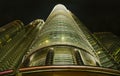 KUALA LUMPUR / MALAYSIA - 2019 : Night view of the impressive Petronas twin towers at Kuala Lumpur KLCC area