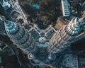 Petronas Twin Tower from aerial view Royalty Free Stock Photo