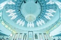 KUALA LUMPUR, MALAYSIA - Nov 11, 2019. Interior of the As-Syakirin mosque, famous landmark in Kuala Lumpur, Malaysia