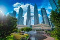 KUALA LUMPUR, MALAYSIA - Nov 11, 2019. Petronas Twin Towers skyscraper at daytime on November 11, 2019. The tallest building in Royalty Free Stock Photo