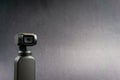 DJI Osmo Pocket stabilized handheld camera close up on black background