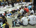 The fan of Tamiya mini race car preparing their car for the racing competition.