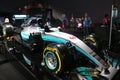 The Mercedes AMG Petronas F1 car, Driven by Lewis Hamilton 44, displayed during the