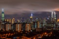 Ajestic night landscape of downtown Kuala Lumpur Royalty Free Stock Photo
