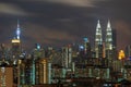 Ajestic night landscape of downtown Kuala Lumpur Royalty Free Stock Photo