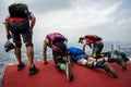 A BASE jumpers in jumps off from KL Tower.