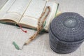 KUALA LUMPUR, 18 May 2016: The Holy Quran,Tasbih and kopiah hat. DOF and copy space