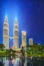 Kuala Lumpur night Scenery in the park, Malaysia Royalty Free Stock Photo