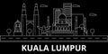 Kuala lumpur silhouette skyline. Malaysia - Kuala lumpur vector city, malaysian linear architecture. Kuala lumpur travel