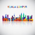 Kuala Lumpur skyline silhouette in colorful geometric style.