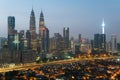 Kuala Lumpur skyline and skyscraper with highway road at night in Kuala Lumpur, Malaysia. Asia Royalty Free Stock Photo