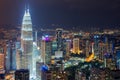 Kuala Lumpur skyline and skyscraper at night in Kuala Lumpur. Royalty Free Stock Photo