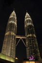 KUALA LUMPUR. 2017, 17th February, Light of Petronas Twin Towers of Malaysia at night Royalty Free Stock Photo