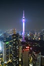 Kuala Lumpur Tower with cityscraper by night - March 21st 2020