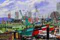 Kuala Terengganu Fishing Boat Rest During Monsoon Season Royalty Free Stock Photo