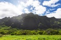 Kualoa mountain range view, famous filming location on Oahu island