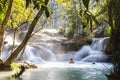 Kuang Si Waterfalls, Luang Phrabang, Laos. Royalty Free Stock Photo