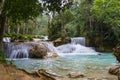 Kuang Si Waterfalls Luang Probang Laos. long exposure. Beautiful scenery. Waterfall in the wild jungle. Asian nature