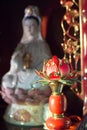 Kuanyin and lotus statue Royalty Free Stock Photo