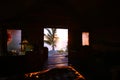 The sea view from inside of a resort in Fiji