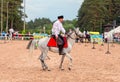 Kuban Cossack on horses performing tricks on the on open-air