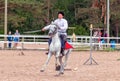 Kuban Cossack on horses performing tricks on the on open-air