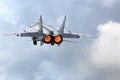 KUBINKA, MOSCOW REGION, RUSSIA - JUNE 22, 2015: Mikoyan Gurevich MiG-31BM RF-92379 jet fighter takes off at Kubinka air force base