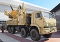 KUBINKA, RUSSIA, AUG.24, 2018: Russian special air defense system with machine guns Pantsir-ME on Kamaz truck platform. Powerful m