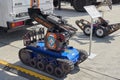 KUBINKA, RUSSIA, AUG.24, 2018: Special remote control sapper robot on tracks with manipulator arm for MChS, police, military, fire