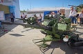 KUBINKA, RUSSIA, AUG.24, 2018: View on paired large caliber machine gun 23-mm cannon for armored trucks or tanks. Exhibition visit