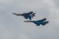 Two Su-35S fighters of the Russian Knights Royalty Free Stock Photo