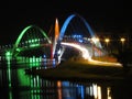 Kubitschek Bridge at night with colored lighting Royalty Free Stock Photo