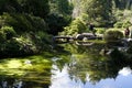 Kubota Garden Japanese pond and wooden bridge Seattle