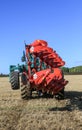 Kubota M7-173 ploughing on stubble in crop field Royalty Free Stock Photo
