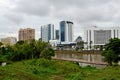 Skyline buildings with Sarawak River of Kuching Sarawak Borneo East Malaysia Royalty Free Stock Photo