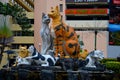 Colorful sculpture statue of many cats representing Kuching Sarawak East Malaysia