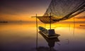 wonderful sunrise colour with boat