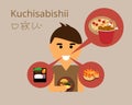 Kuchisabishii or lonely mouth syndrome and feel like eating even you are full vector