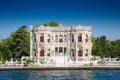 Kucuksu Kasri pavilion on the Bosphorus strait in summer. Kucuksu kasri, or Goksu pavilion, is a 19th century ottoman palace Royalty Free Stock Photo